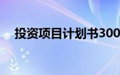 投资项目计划书3000字 投资项目计划书