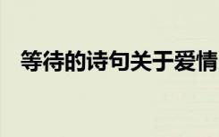 等待的诗句关于爱情 表达等待爱情的诗句