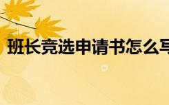 班长竞选申请书怎么写 班长竞选书面申请书