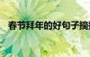 春节拜年的好句子摘抄 春节拜年的好句子