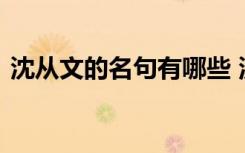 沈从文的名句有哪些 沈从文的名言名句摘抄