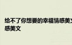 给不了你想要的幸福情感美文怎么写 给不了你想要的幸福情感美文