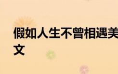 假如人生不曾相遇美文 假如人生不曾相遇作文