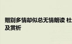 赠别多情却似总无情朗读 杜牧《赠别多情却似总无情》译文及赏析