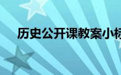 历史公开课教案小标题 历史公开课教案