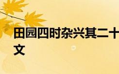 田园四时杂兴其二十五 四时田园杂兴其一译文