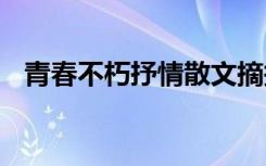 青春不朽抒情散文摘抄 青春不朽抒情散文