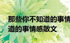 那些你不知道的事情感散文摘抄 那些你不知道的事情感散文