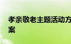 孝亲敬老主题活动方案 孝亲敬老活动实施方案