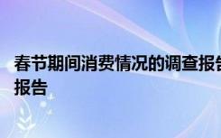 春节期间消费情况的调查报告范文 春节期间消费情况的调查报告