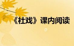 《社戏》课内阅读 《社戏》的阅读答案