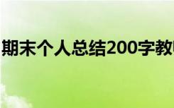 期末个人总结200字教师 期末个人总结200字