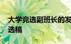 大学竞选副班长的发言稿 大学竞选副班长竞选稿