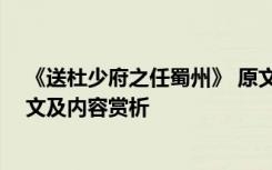 《送杜少府之任蜀州》 原文 唐诗《送杜少府之任蜀州》原文及内容赏析