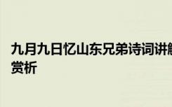 九月九日忆山东兄弟诗词讲解 九月九日忆山东兄弟古诗原文赏析