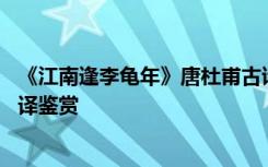 《江南逢李龟年》唐杜甫古诗 杜甫《江南逢李龟年》原文翻译鉴赏