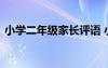 小学二年级家长评语 小学生二年级家长评语