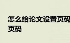 怎么给论文设置页码和页码 怎么给论文设置页码