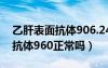 乙肝表面抗体906.24是怎么回事（乙肝表面抗体960正常吗）