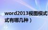 word2013视图模式有哪几种（word视图模式有哪几种）